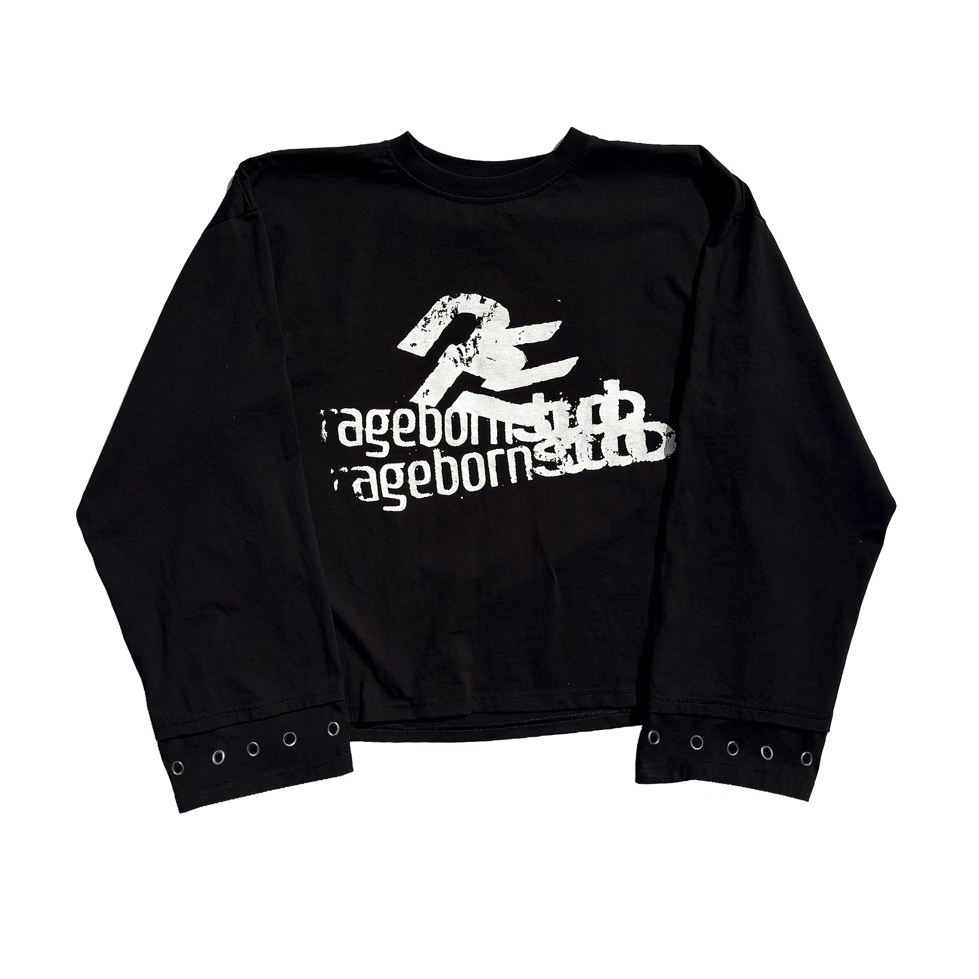 LONGSLEEVE - BLACK DISTORTED LOGO PRINT