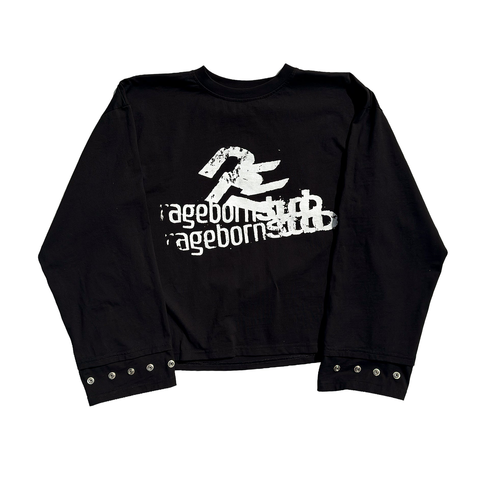 LONGSLEEVE - BLACK DISTORTED LOGO PRINT