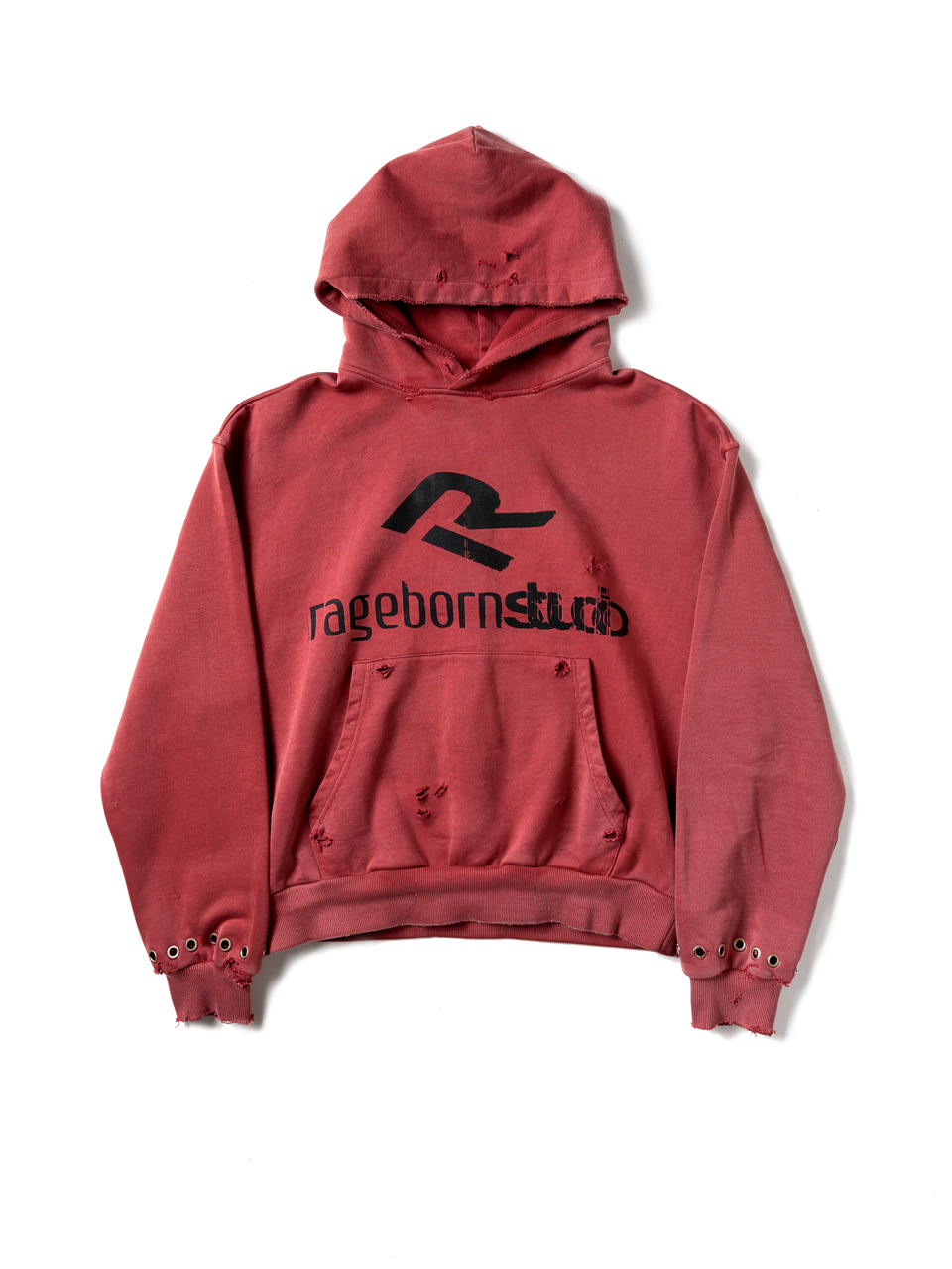 Burgundy Distressed Hoodie